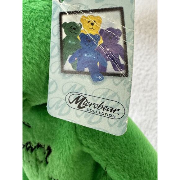 Microbear Teddy Bear Tooth Beary Green Plush Stuffed Animal Pouch w/ Clip Hanger - Picture 4 of 10